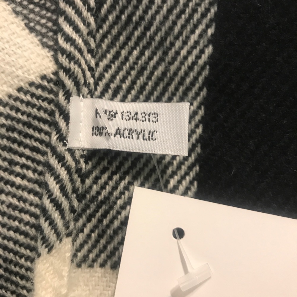 Black & Winter White Buffalo Plaid Poncho - Picture 6 of 9